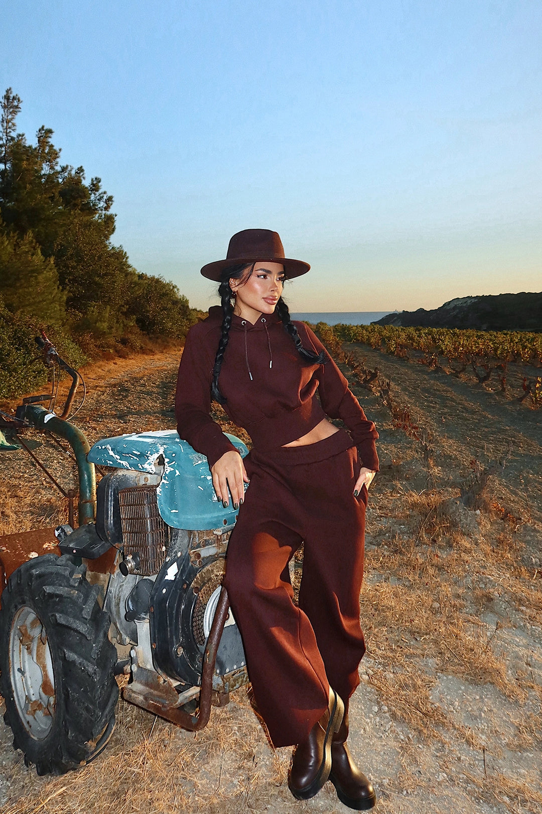 EYY Women Kahverengi Atkılı Kapüşonlu Eşofman - Kiel