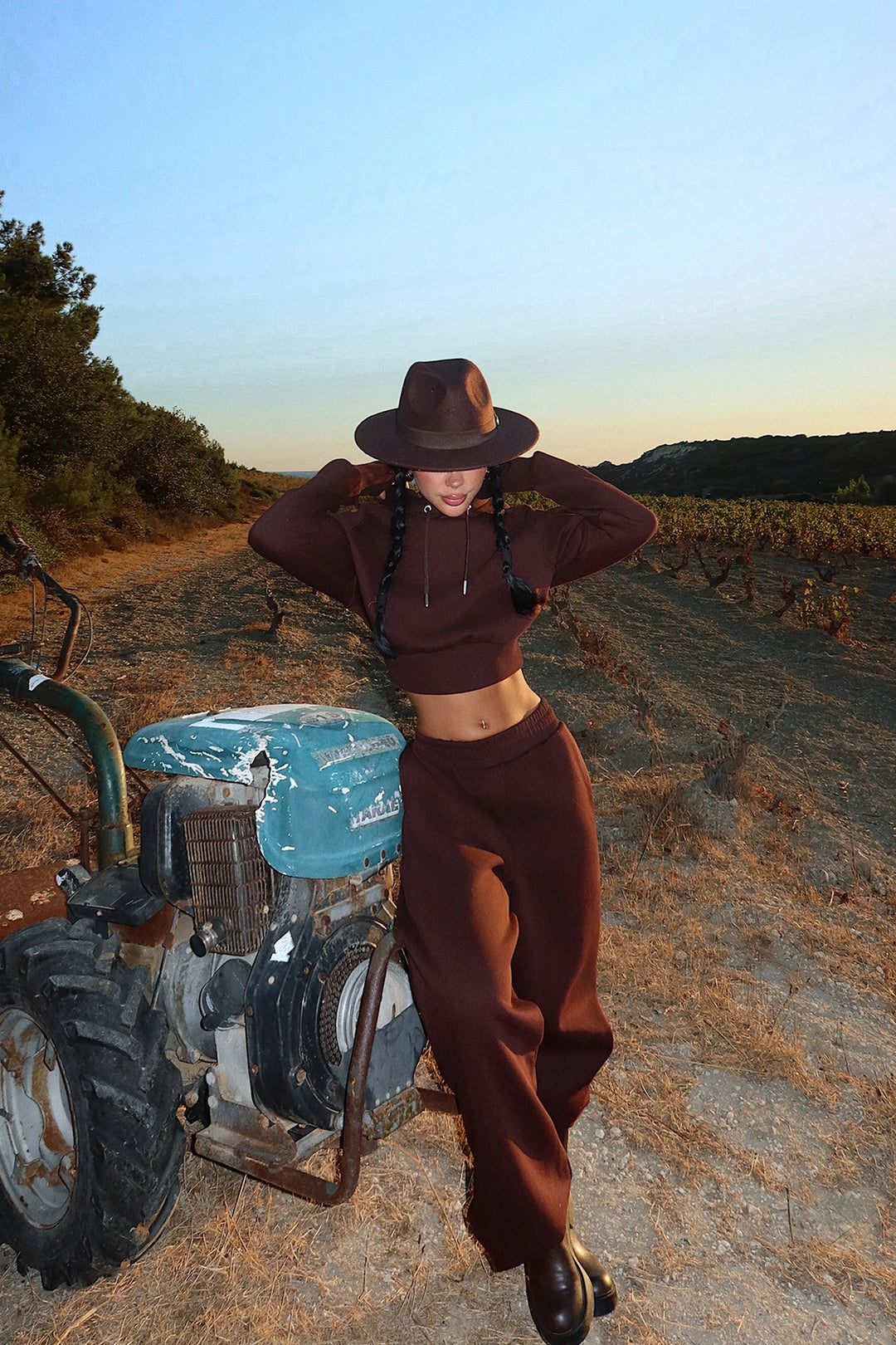 EYY Women Kahverengi Atkılı Kapüşonlu Eşofman - Kiel