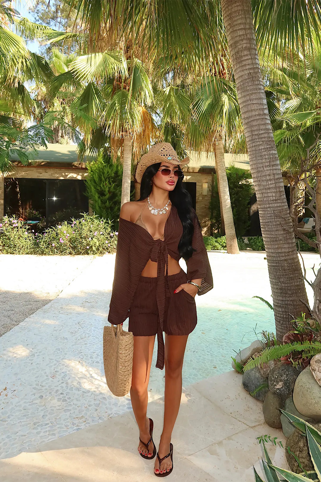 EYY Women Brown Shorts Set - Varash