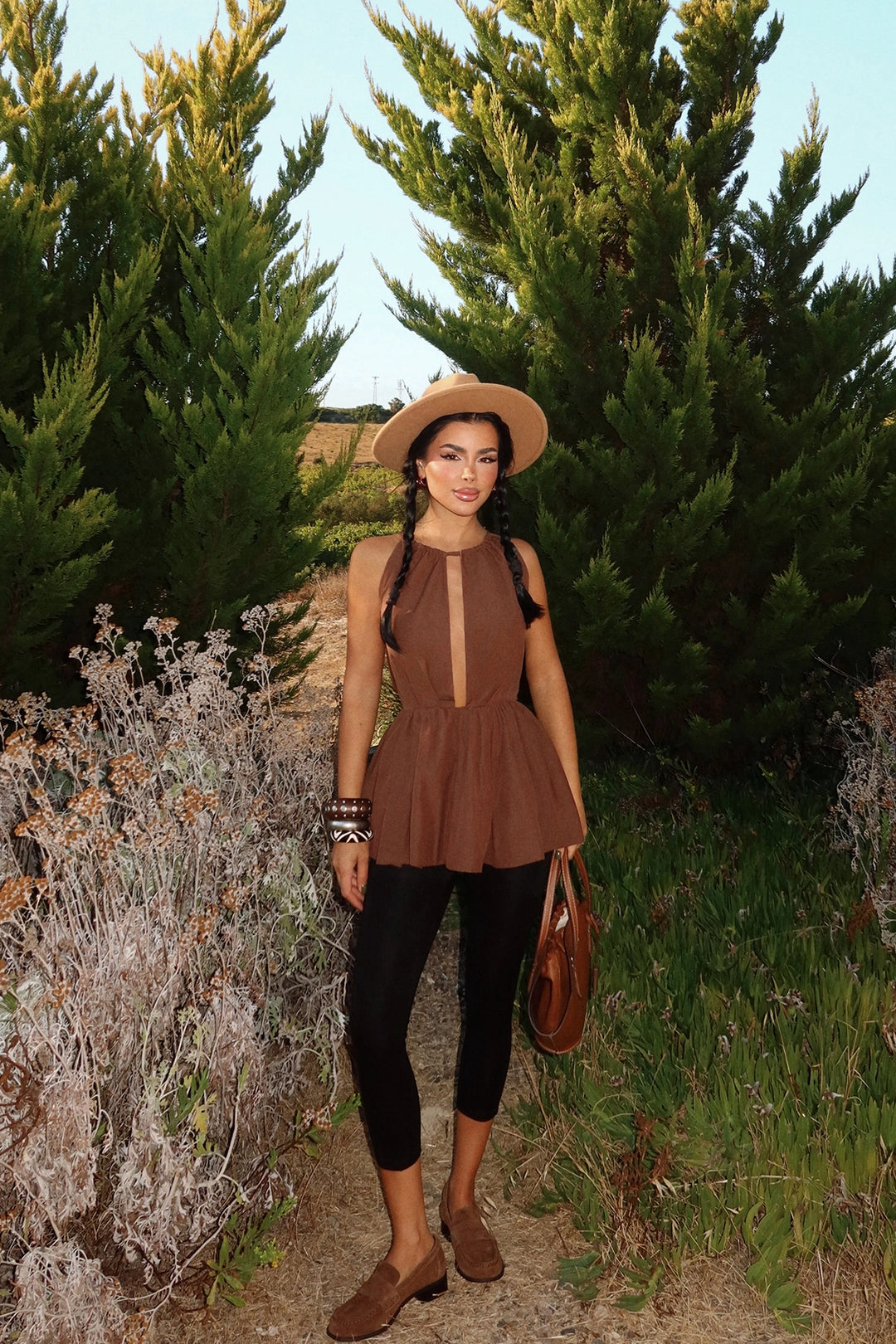 EYY Women Brown Smock Blouse - Chino Hills