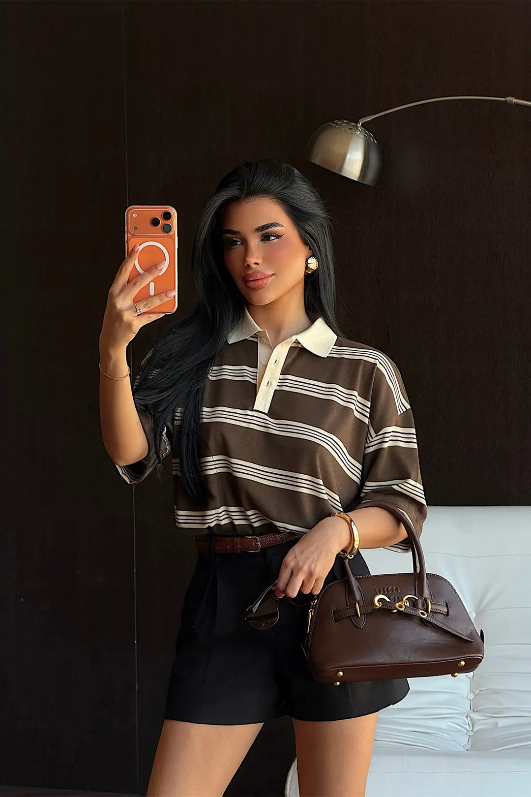 EYY Women Brown Striped T-shirt - Tamazunchale