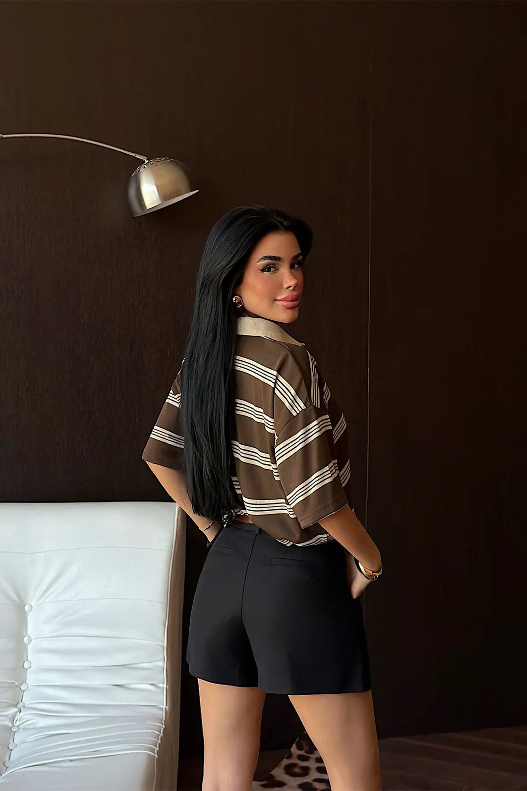 EYY Women Brown Striped T-shirt - Tamazunchale