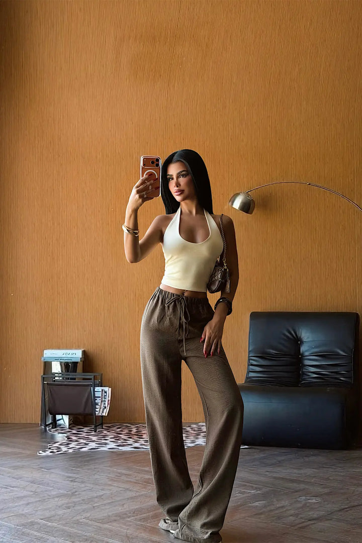 EYY Women Brown Tie-Up Trousers - Chatham