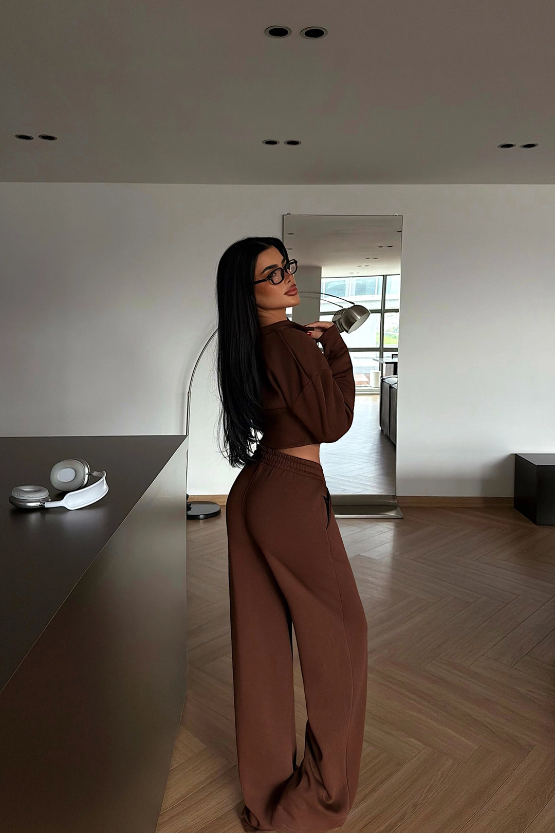 EYY Women Brown Zip-Up Tracksuit Set - Oak Creek