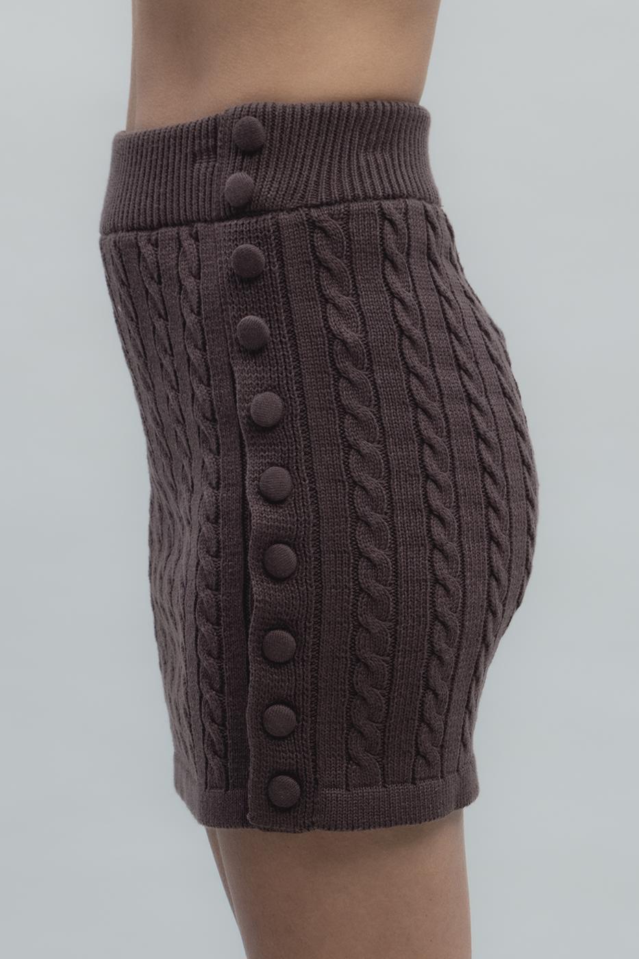 BSL Women Cable Knit Buttoned Mini Knit Skirt - Cannock