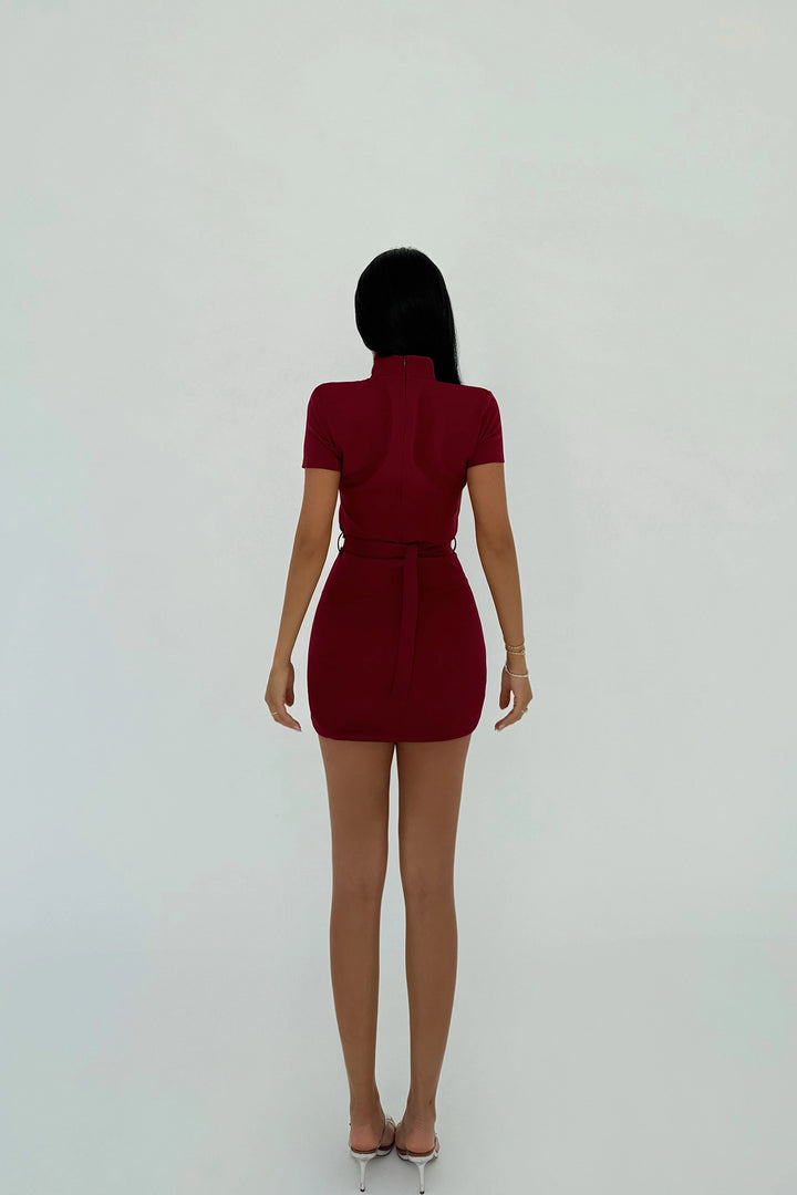 EYY Women Burgundy Camilo Belted Dress - Lowell