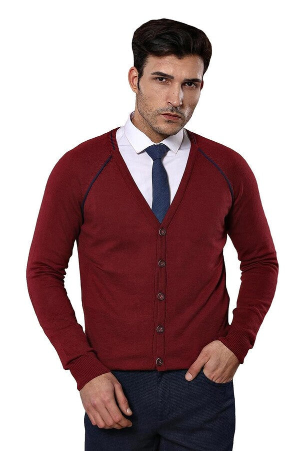 WSS Burgundy Cotton Men's Knitwear  - Lippstadt