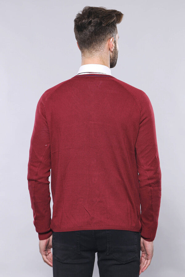 WSS Burgundy Cotton Men's Knitwear  - Lippstadt