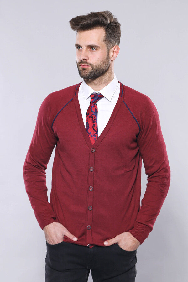 WSS Burgundy Cotton Men's Knitwear  - Lippstadt