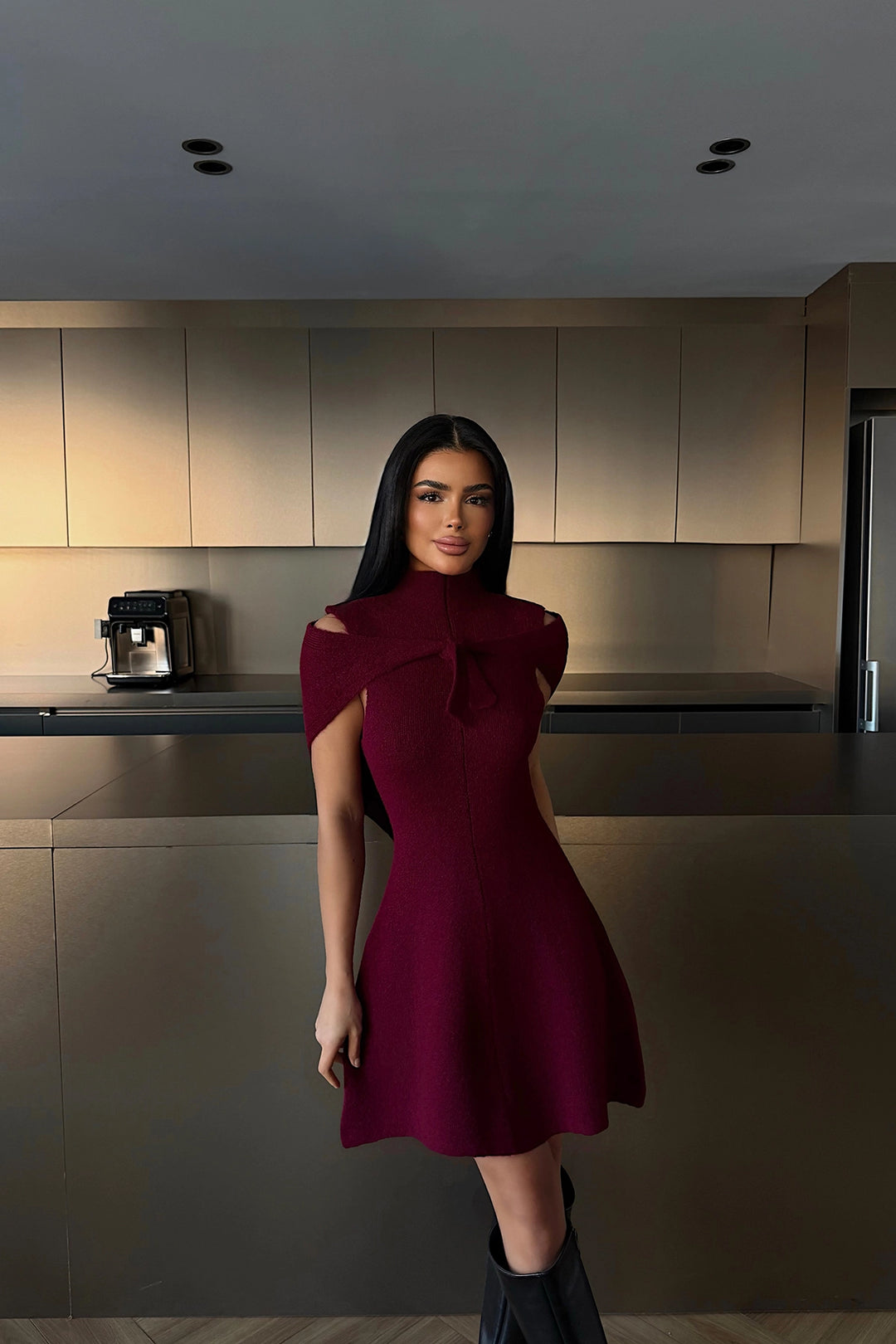 EYY Women Burgundy Midi Dress - Torrington