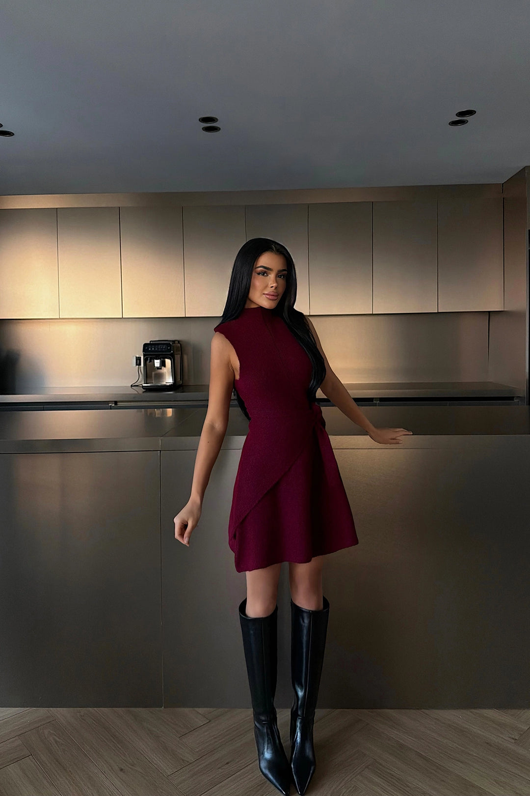 EYY Women Burgundy Midi Dress - Torrington