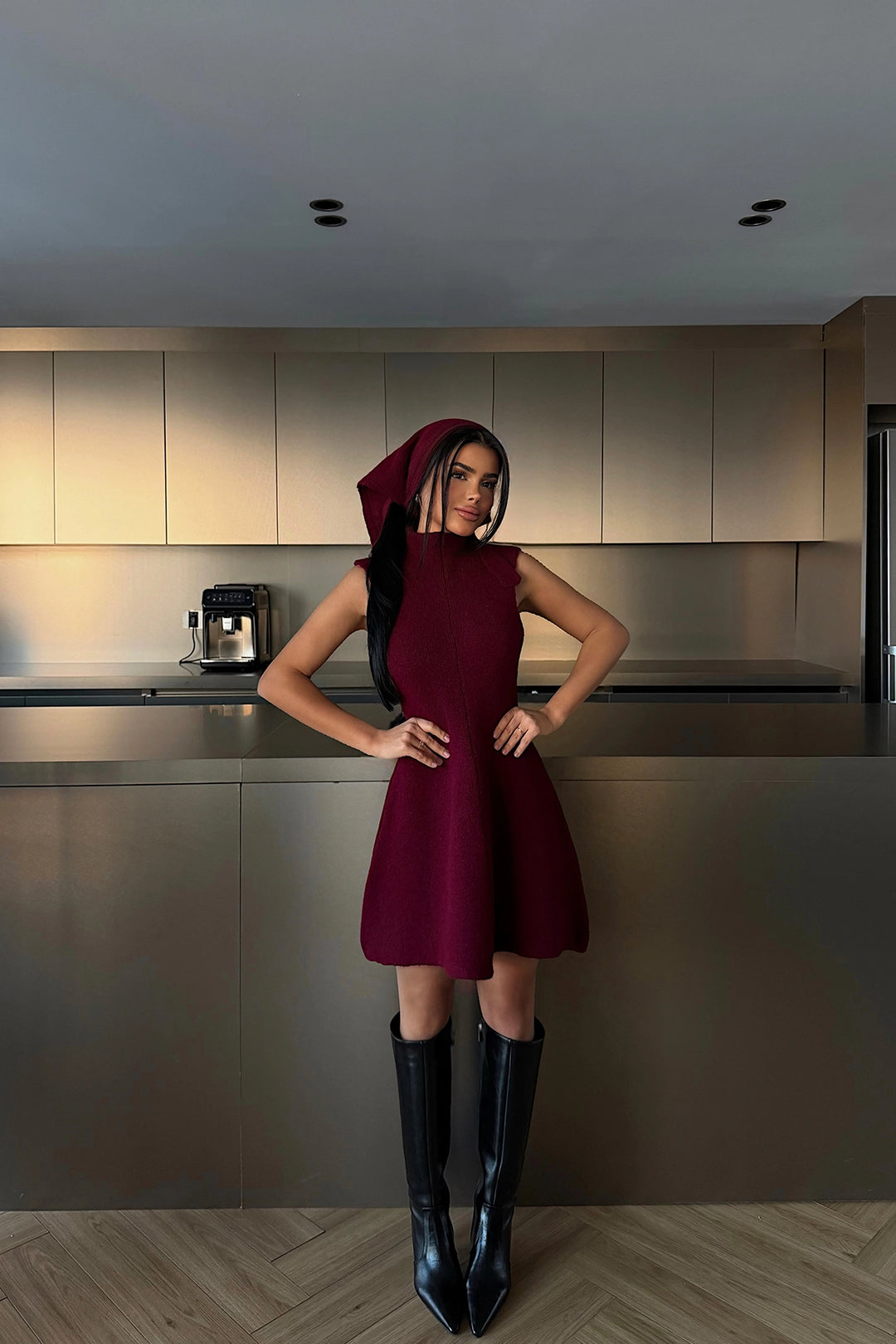 EYY Women Burgundy Midi Dress - Torrington