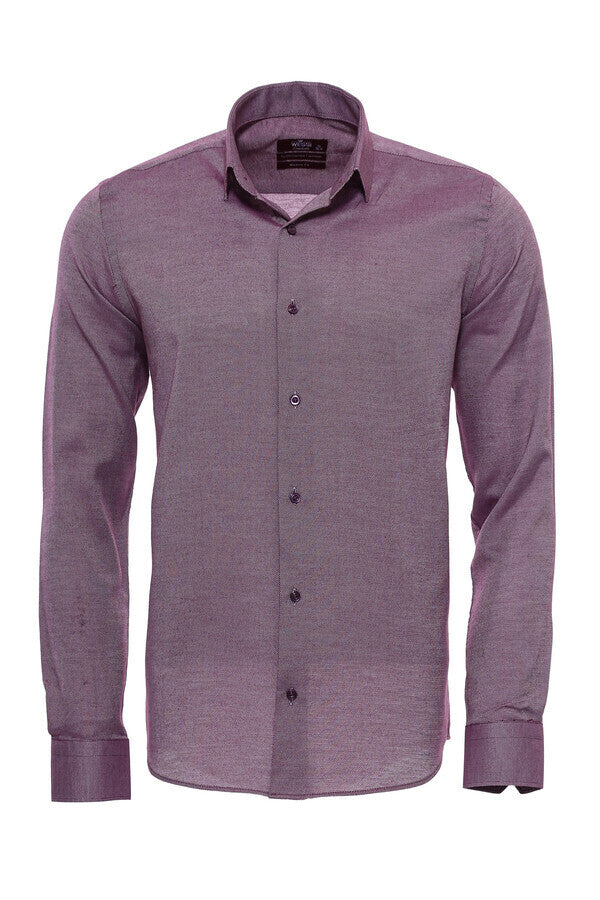 WSS Burgundy Patterned Long Sleeve Shirt  - Busto Arsizio