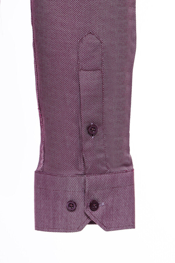 WSS Burgundy Patterned Long Sleeve Shirt  - Busto Arsizio