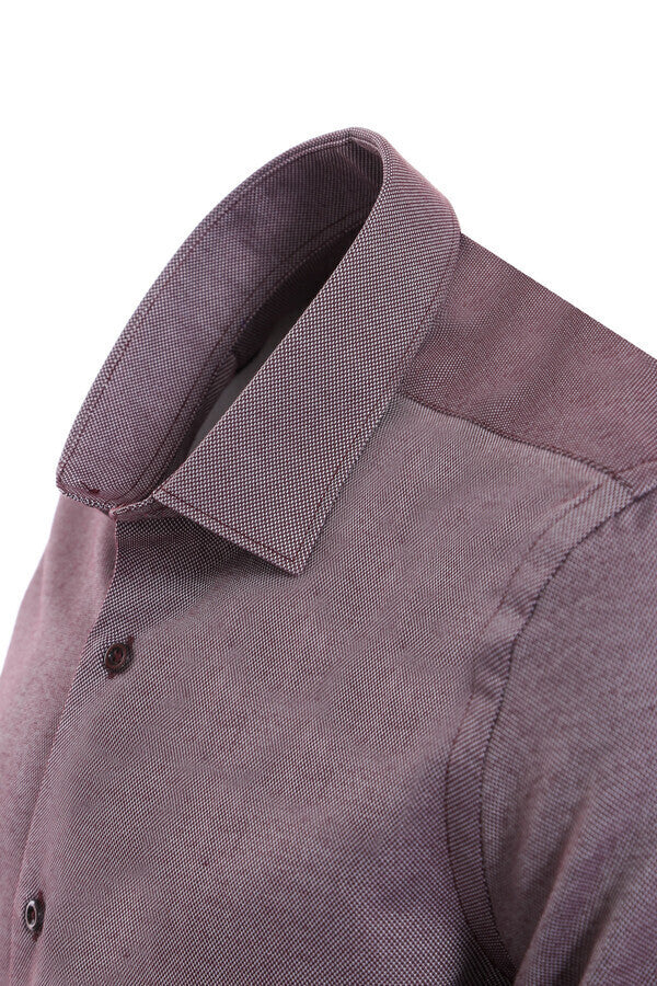 WSS Burgundy Patterned Long Sleeves Slim-Fit Shirt  - South Gate