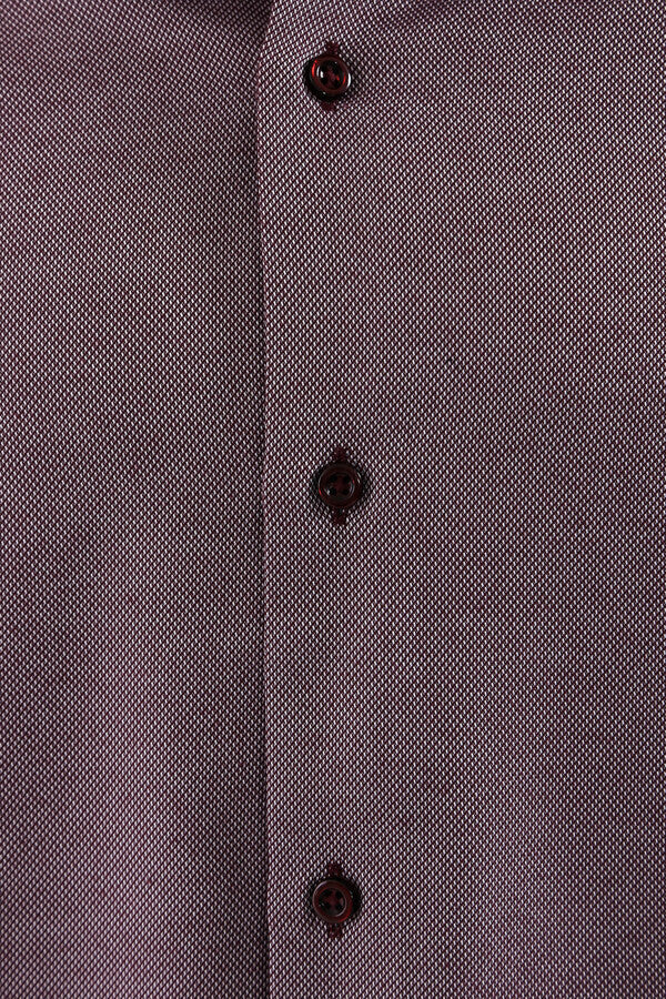 WSS Burgundy Patterned Long Sleeves Slim-Fit Shirt  - South Gate