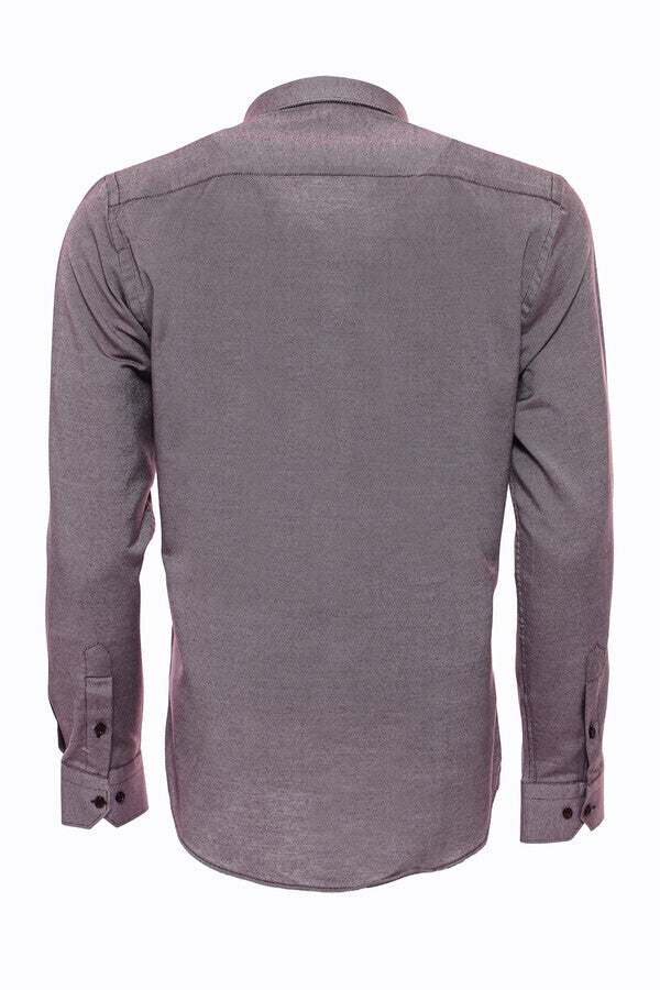 WSS Burgundy Patterned Long Sleeves Slim-Fit Shirt  - South Gate