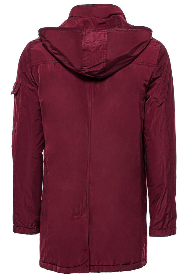 WSS Burgundy Pocket Hooded Men's Coat  - San Luis Río Colorado