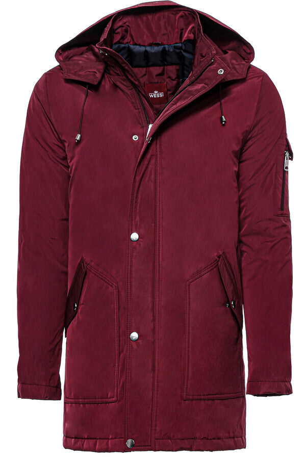 WSS Burgundy Pocket Hooded Men's Coat  - San Luis Río Colorado