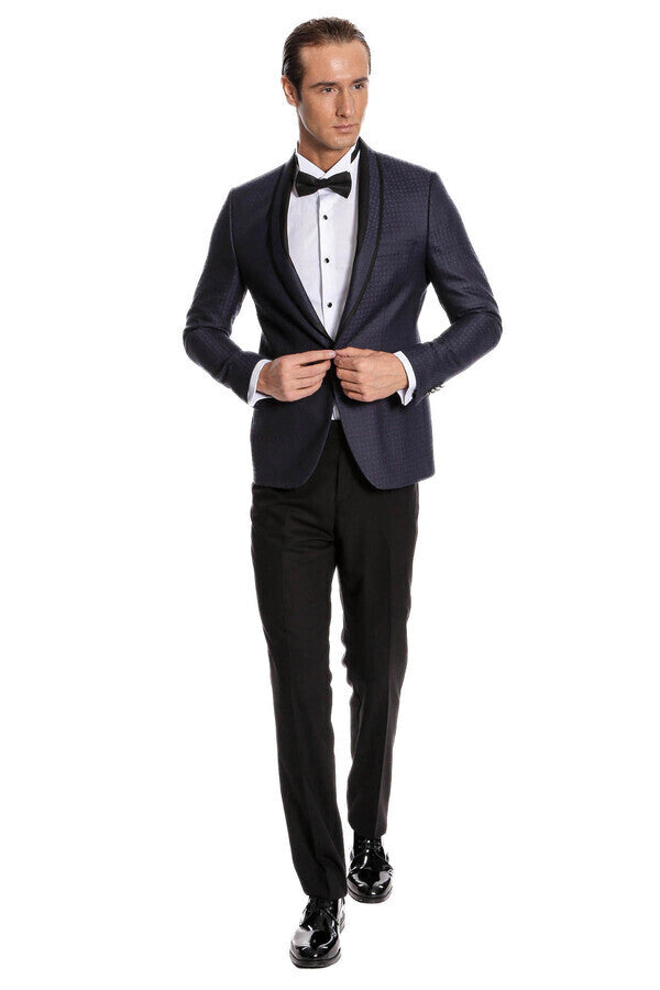 WSS Burgundy Shawl Lapel Patterned Suit  - Toledo