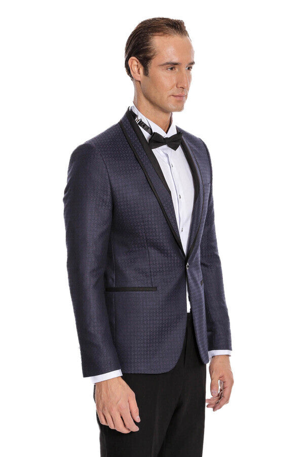 WSS Burgundy Shawl Lapel Patterned Suit  - Toledo