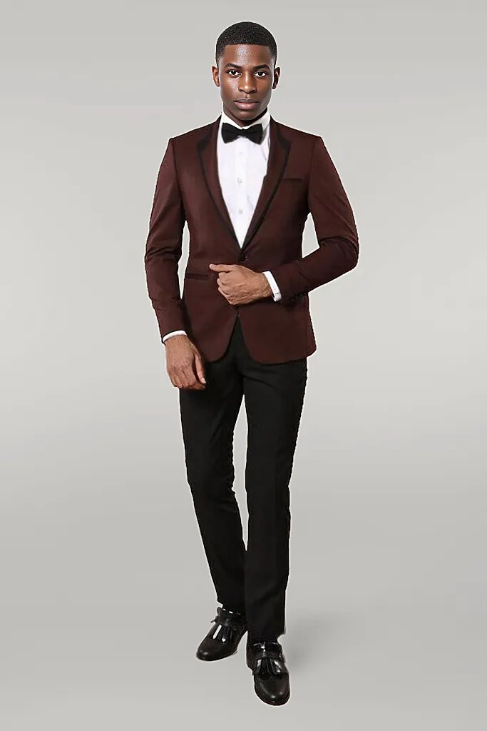 Burgundy tux black lapel clearance