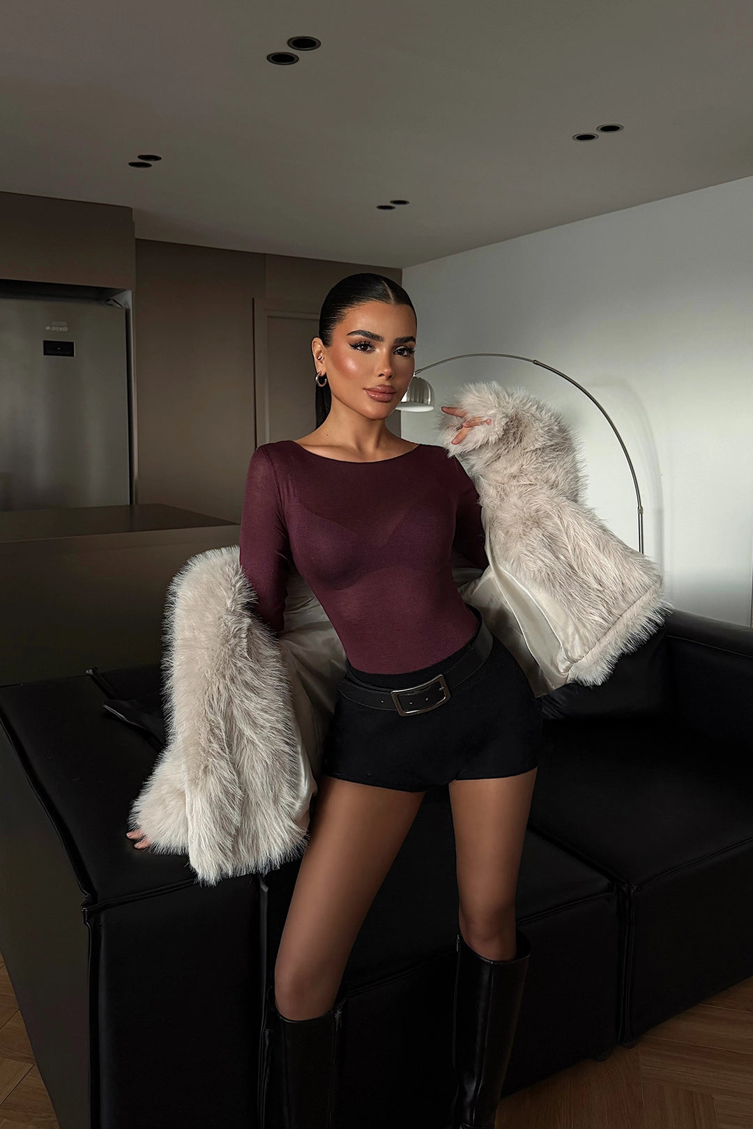 EYY Women Burgundy Transparent Blouse - Utrecht