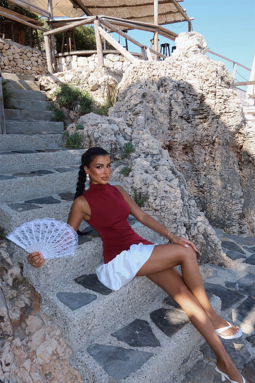 EYY Women Burgundy Two-Tone Basic Dress - Jacksonville