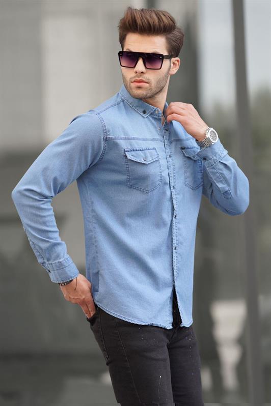 قميص MDX Ice Blue Comfort Fit Gabardine للرجال 6810 - خواريز