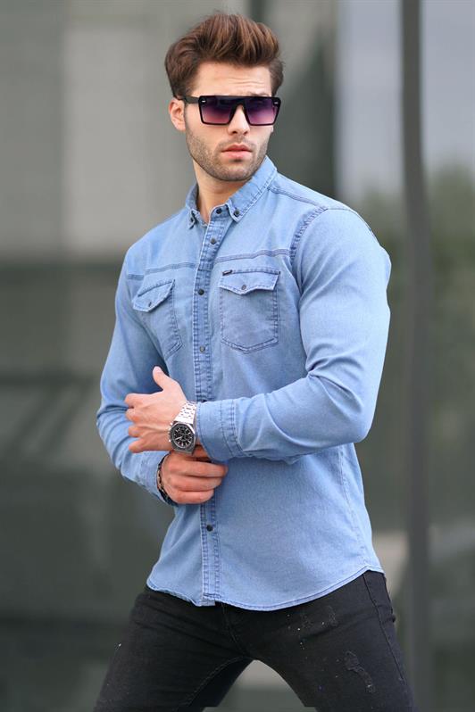 قميص MDX Ice Blue Comfort Fit Gabardine للرجال 6810 - خواريز