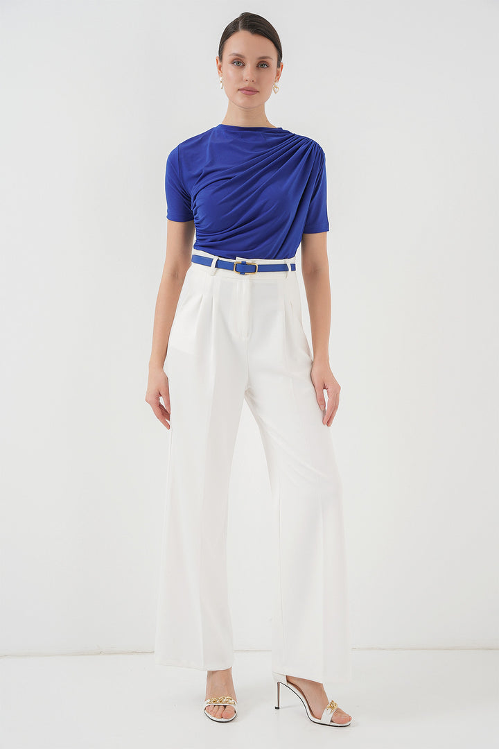 BGD Women Ruffle Detailed Short Sleeve Sandy Blouse 945 - Saks - Augusta