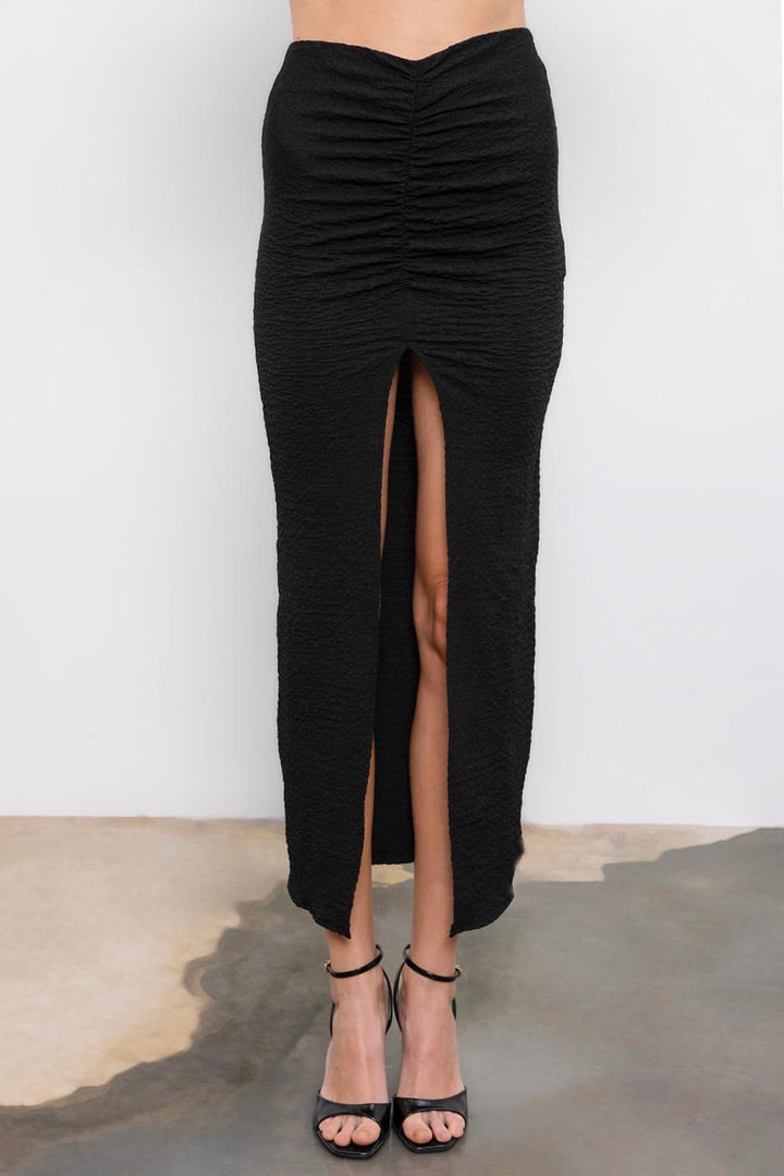 BSL Women Gathered Textured Midi Skirt - Camarillo