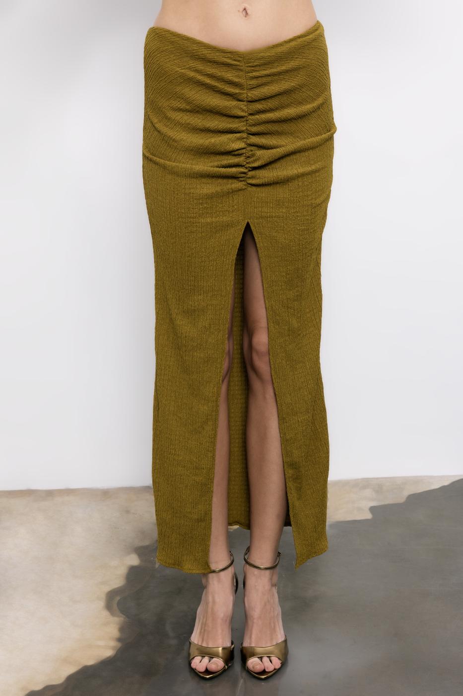 BSL Women Gathered Textured Midi Skirt - Valladolid