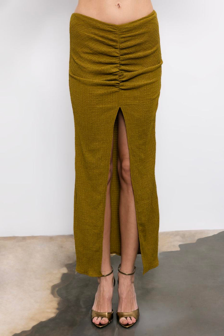 BSL Women Gathered Textured Midi Skirt - Valladolid