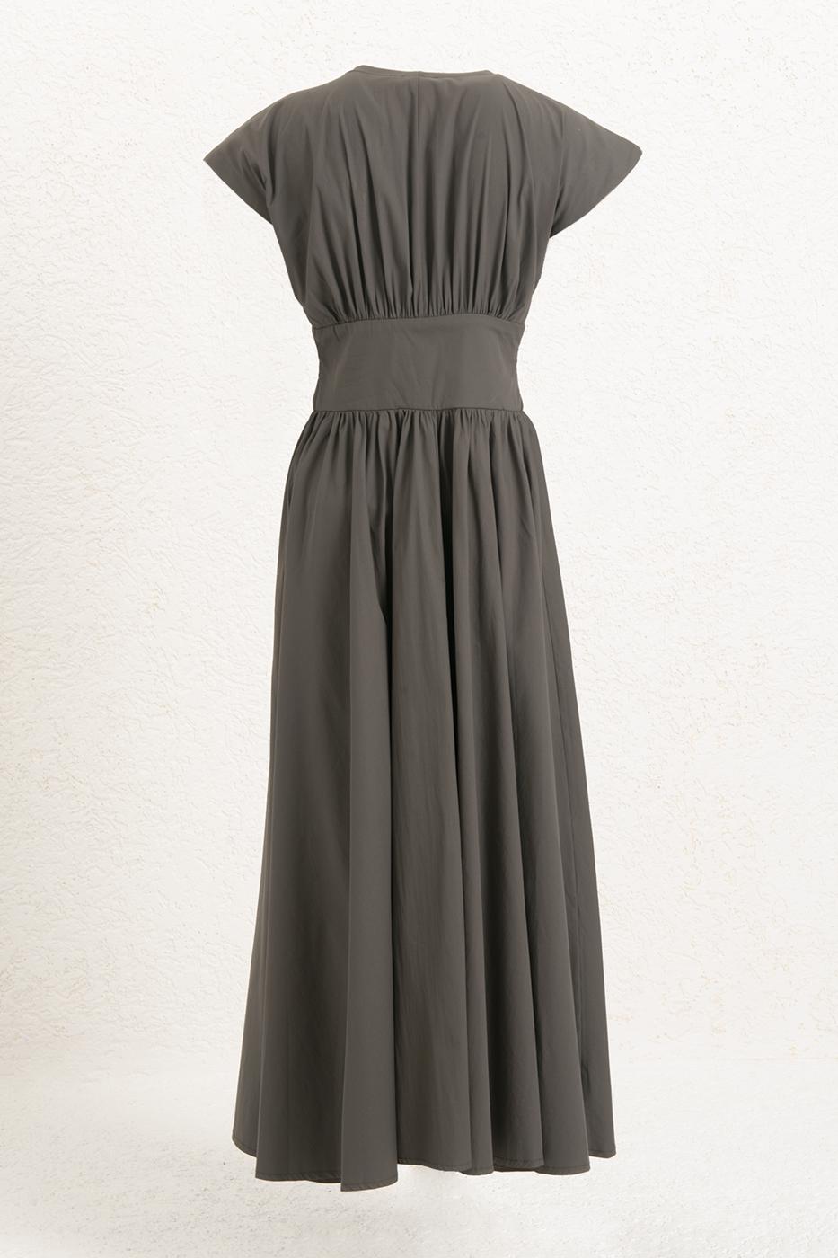 BSL Women Gathered Midi Flared Dress - Pristina