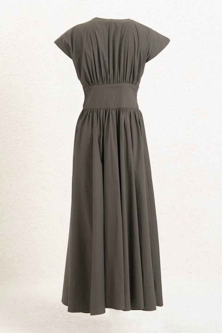 BSL Women Gathered Midi Flared Dress - Pristina