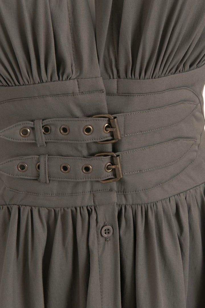 BSL Women Gathered Midi Flared Dress - Pristina