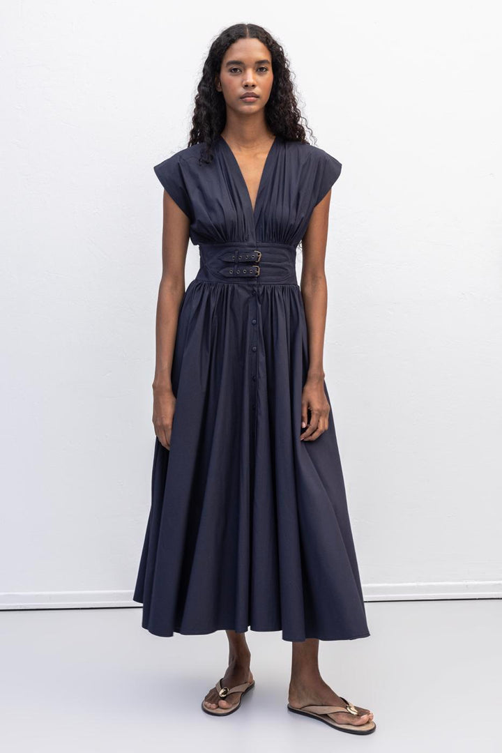 BSL Women Gathered Midi Flared Dress - Matosinhos