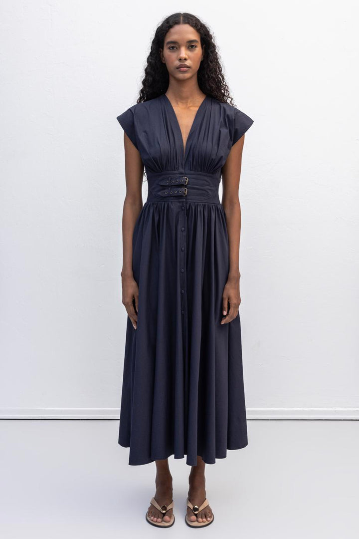 BSL Women Gathered Midi Flared Dress - Matosinhos
