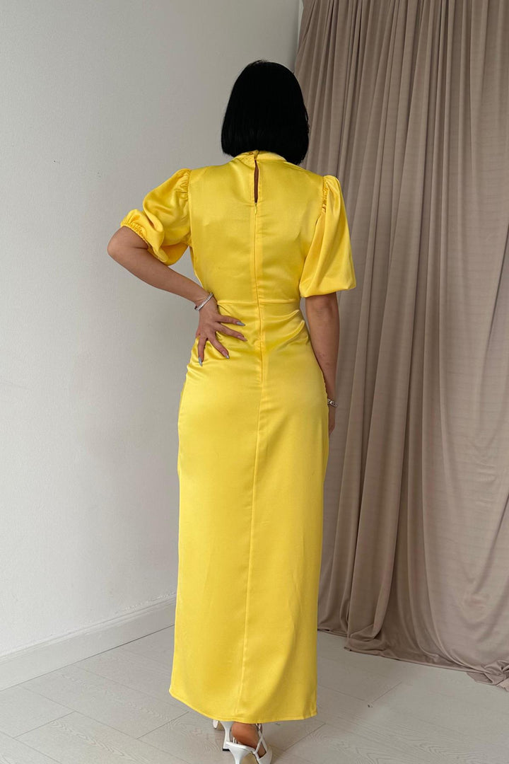 ELS Ruffled Satin Dress - Yellow - Yorba Linda