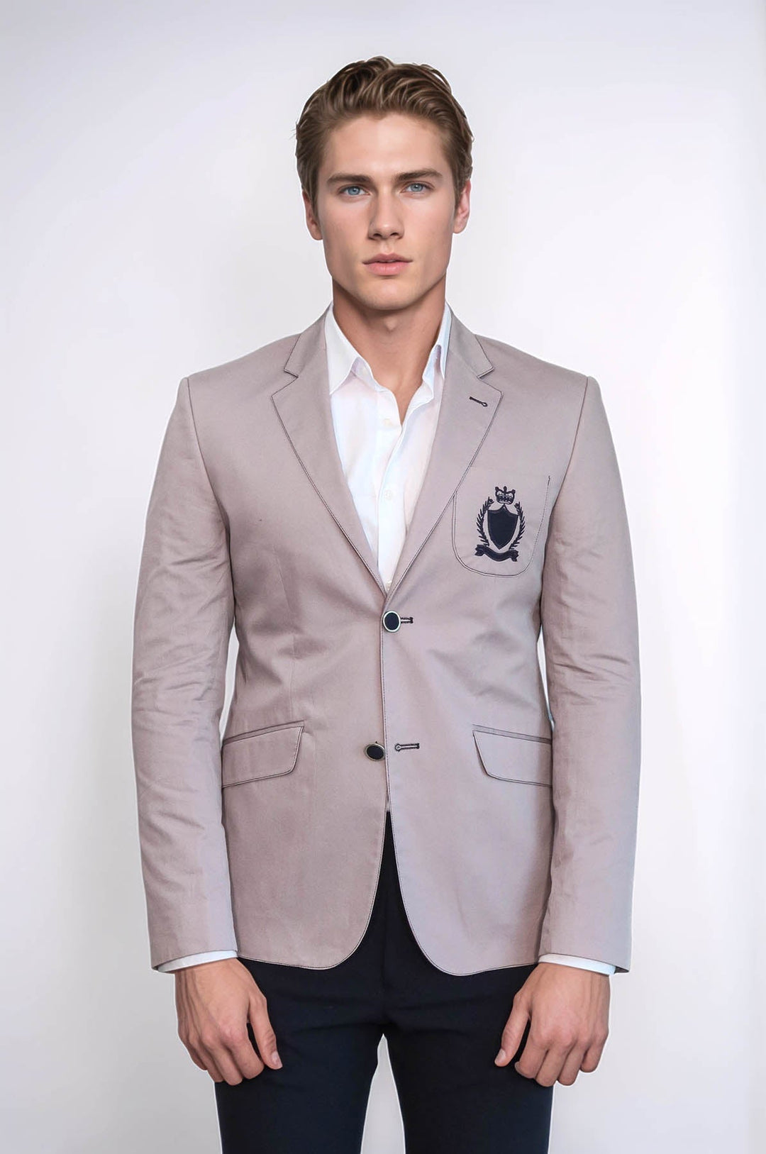 WSS 2 Buttons 3 Pockets Crested Cotton Light Pink Jacket  - Aurora