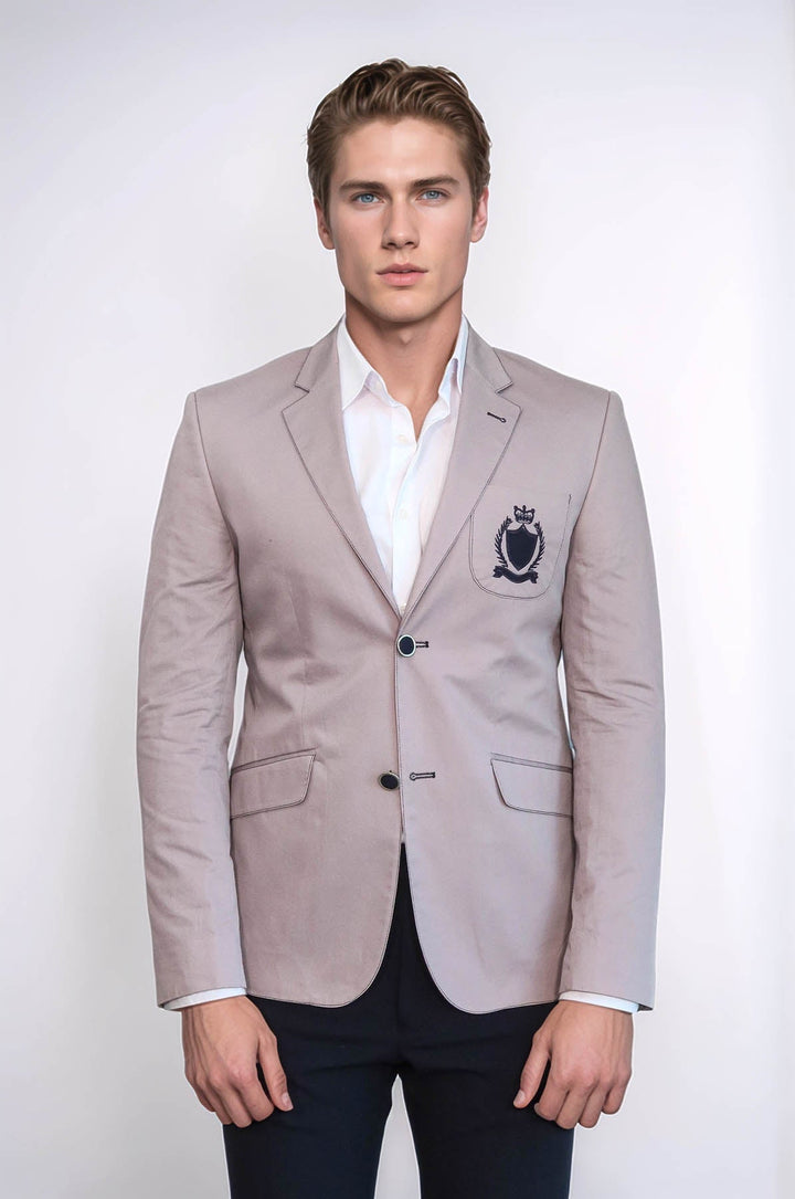 WSS 2 Buttons 3 Pockets Crested Cotton Light Pink Jacket  - Aurora