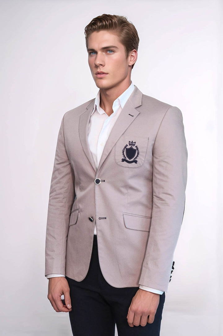 WSS 2 Buttons 3 Pockets Crested Cotton Light Pink Jacket  - Aurora