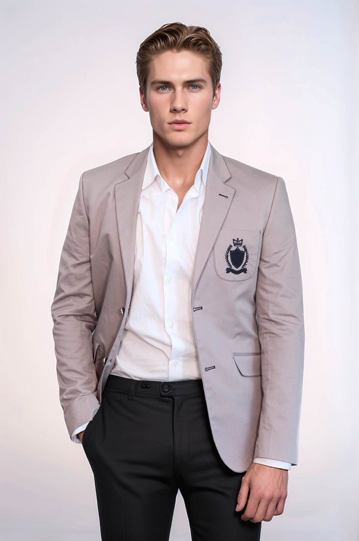 WSS 2 Buttons 3 Pockets Crested Cotton Light Pink Jacket  - Aurora