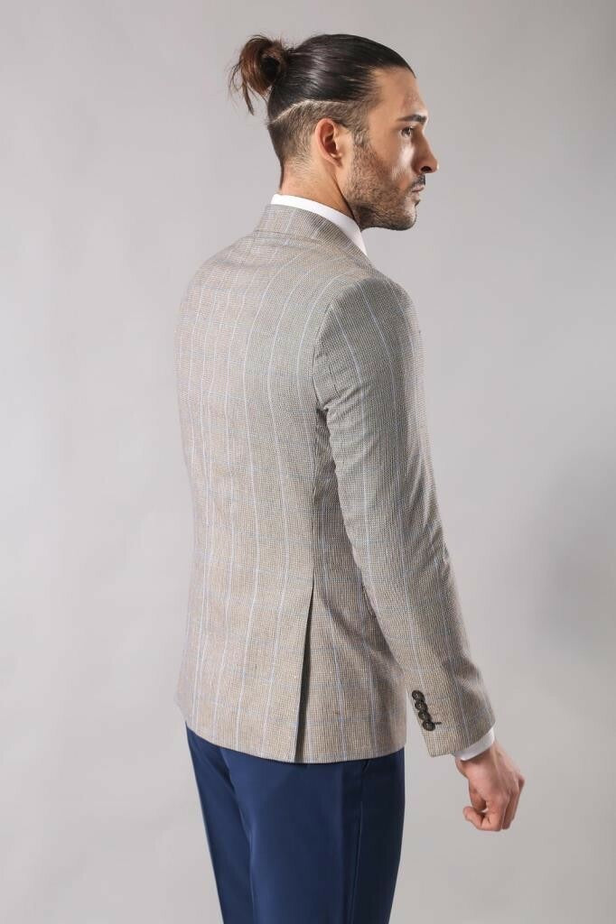 WSS Single Button Plaid Cream Blazer  - Hayward