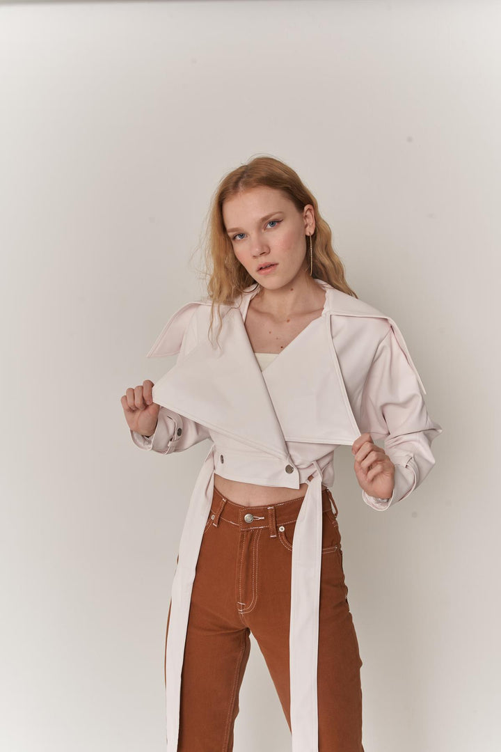 HLLY Women Neeko Leather Jacket White - Vista