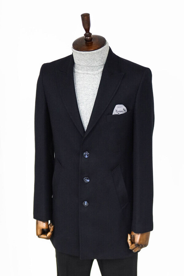 WSS Cachet Slim Fit Wide Lapel Charcoal Men Coat  - Bonita Springs
