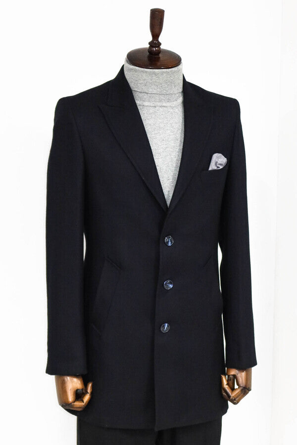 WSS Cachet Slim Fit Wide Lapel Charcoal Men Coat  - Bonita Springs