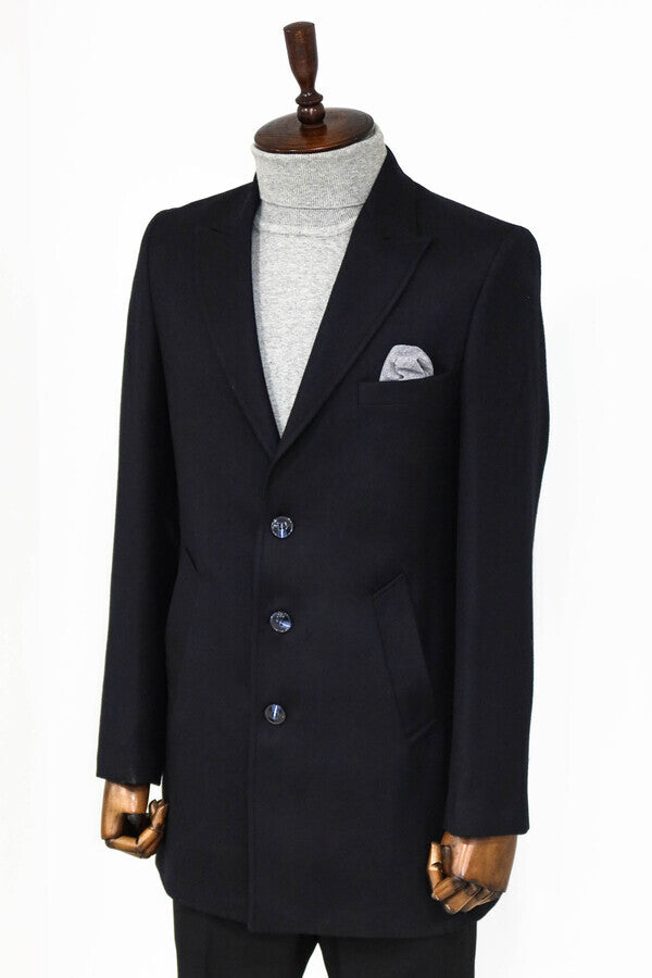 WSS Cachet Slim Fit Wide Lapel Charcoal Men Coat  - Bonita Springs