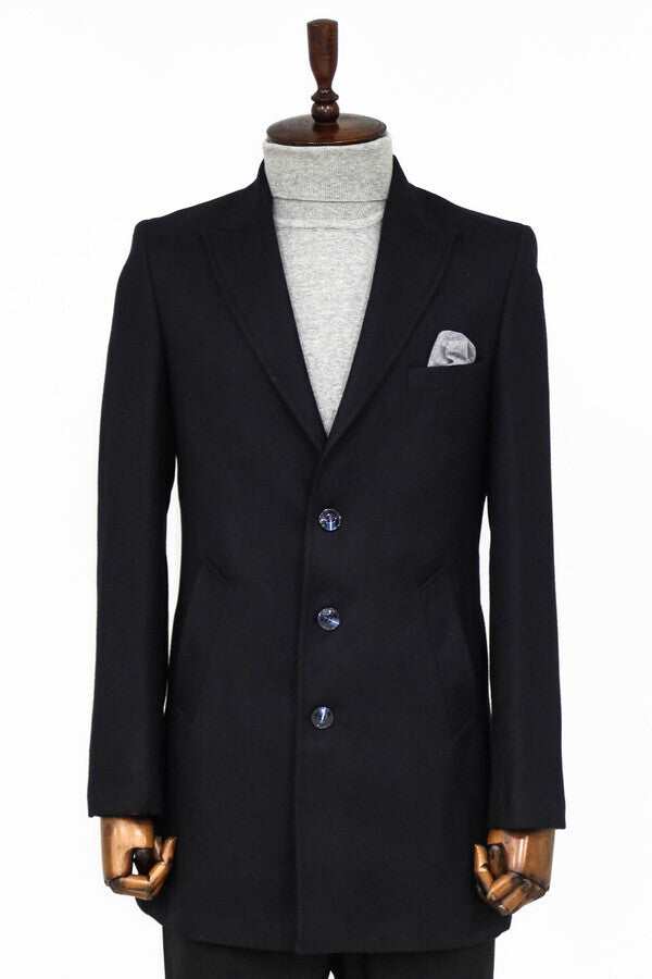 WSS Cachet Slim Fit Wide Lapel Charcoal Men Coat  - Bonita Springs